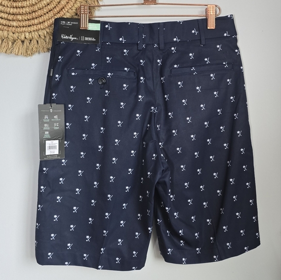 Walter Hagen New Perfect 11 Flat Front Palm Navy Blue Golf Shorts Mens SZ 30 - Picture 5 of 13